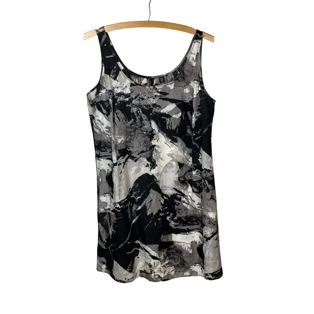Size XL Isa & Co Sepia Black White Silk Blend Tank Dress Size XL